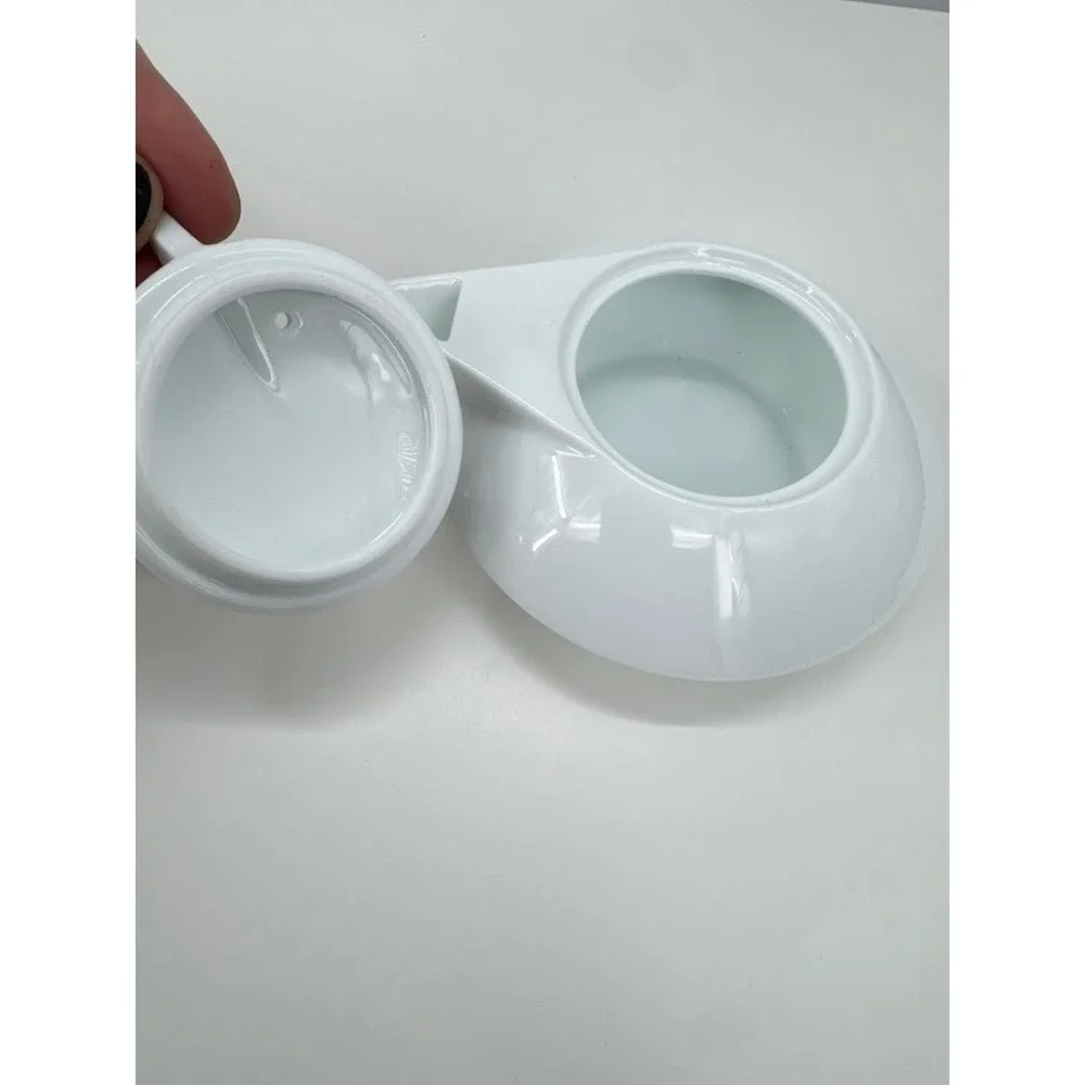Tempo by Ranmaru‎ UFO Modernist White Ceramic Creamer Sugar Bowl Set MCM Japan